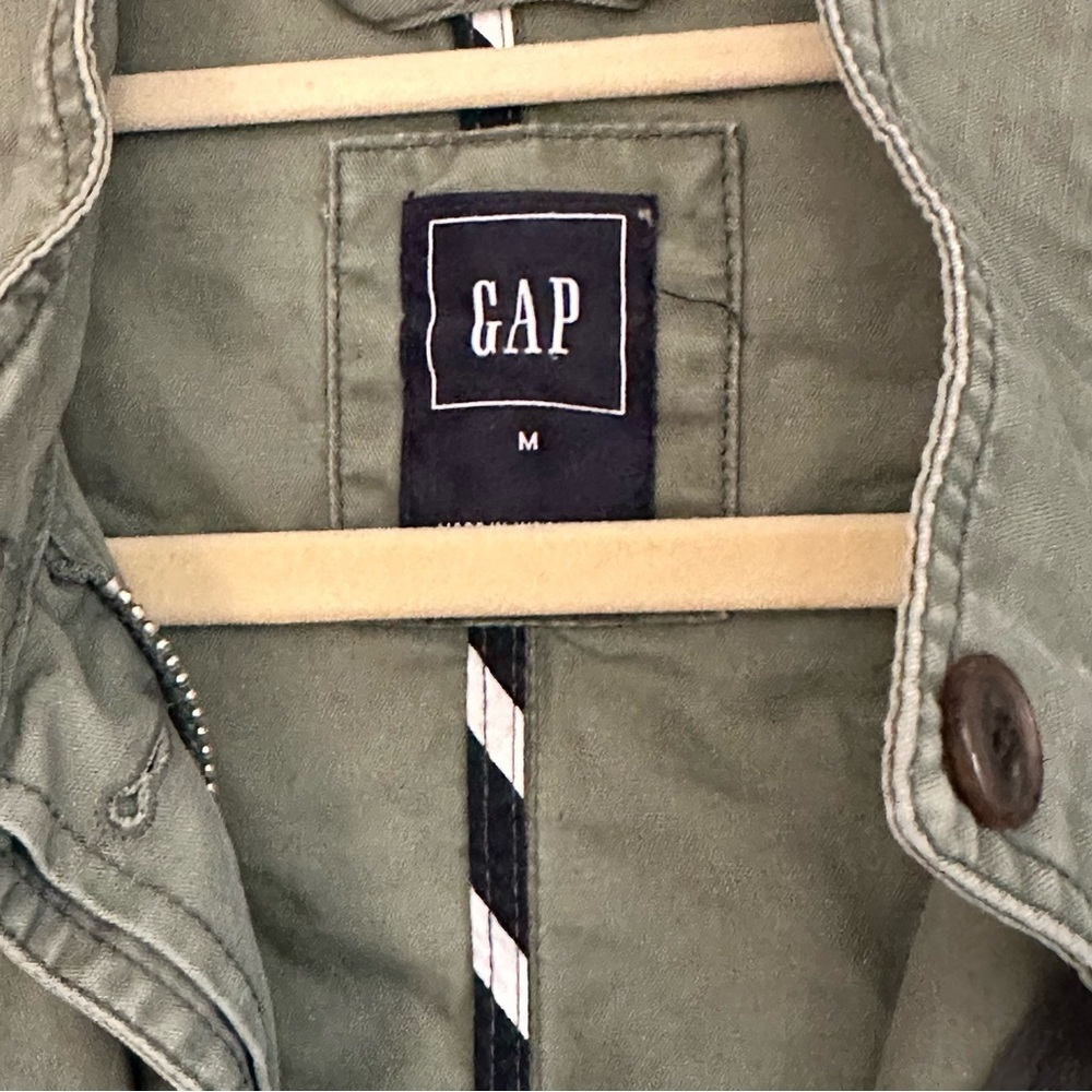 Gap Olive Green Utility Jacket with Adjustable Cinched Waist, circa 2016, Size M - Picture 4 of 8